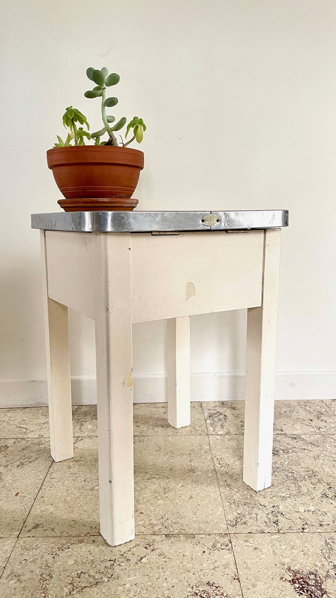 Vintage wooden trunk stool