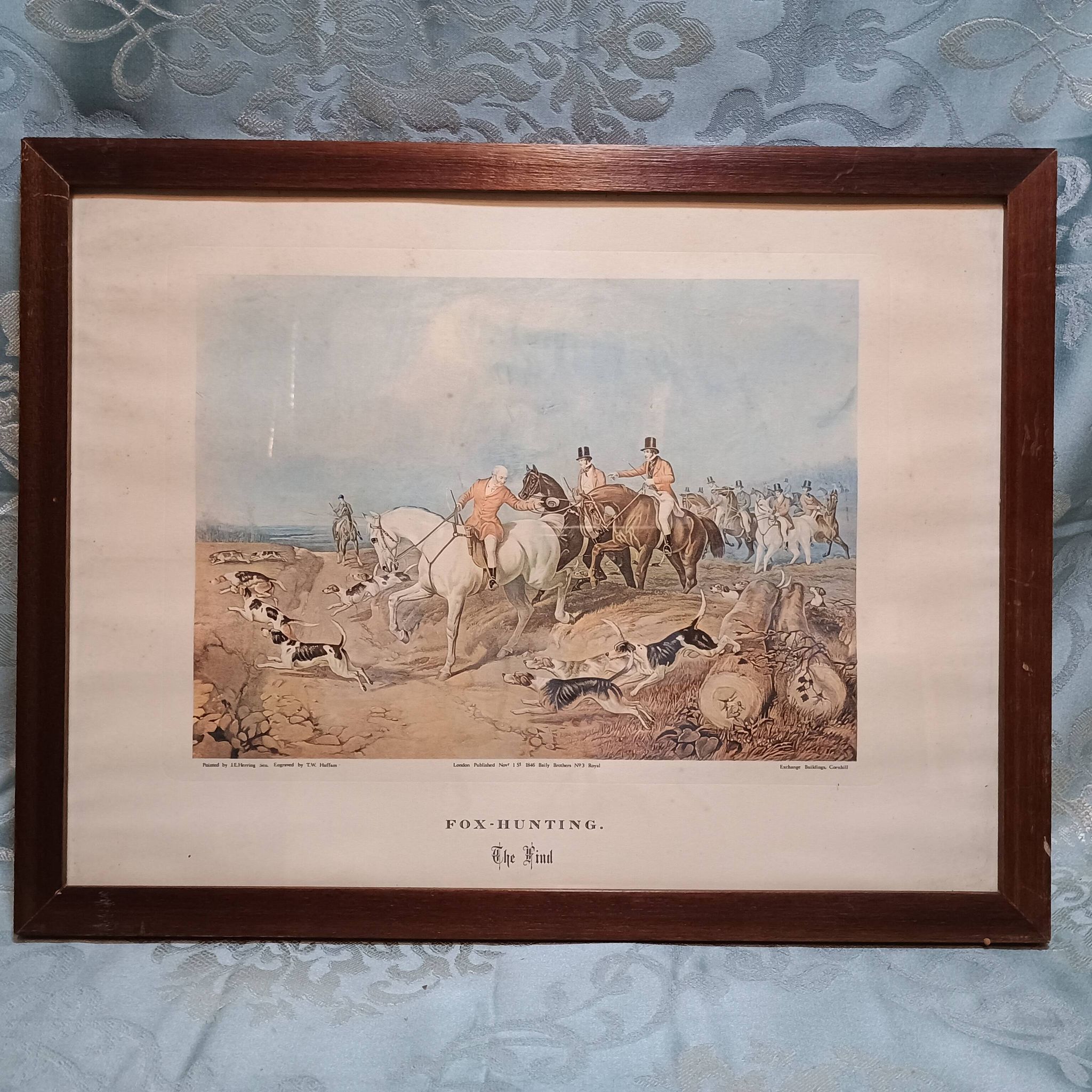 Print Fox-Hunting The Find, painted by J.E. Herring 1846