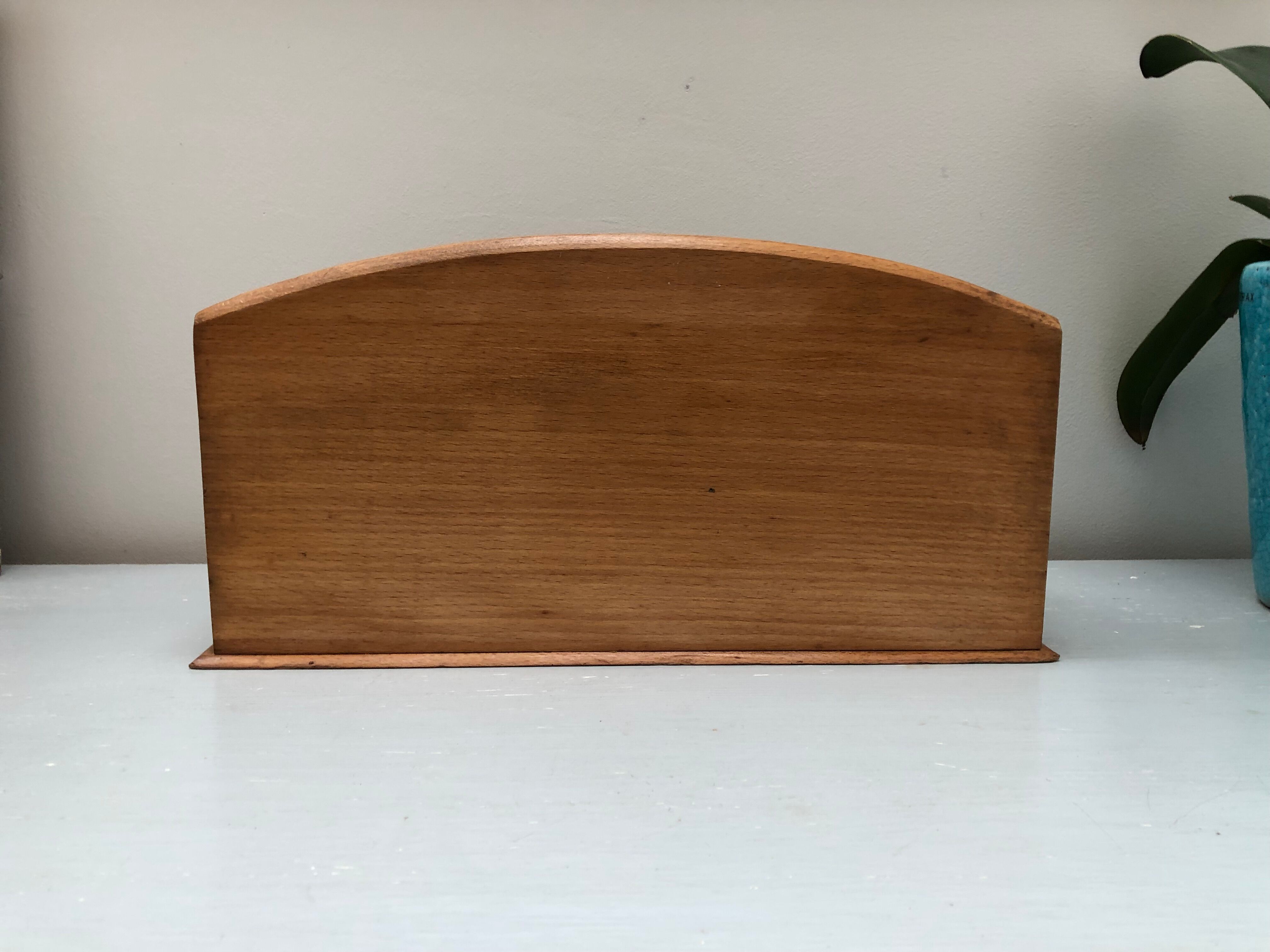 Old office sorter mail rack vintage wooden letter holder