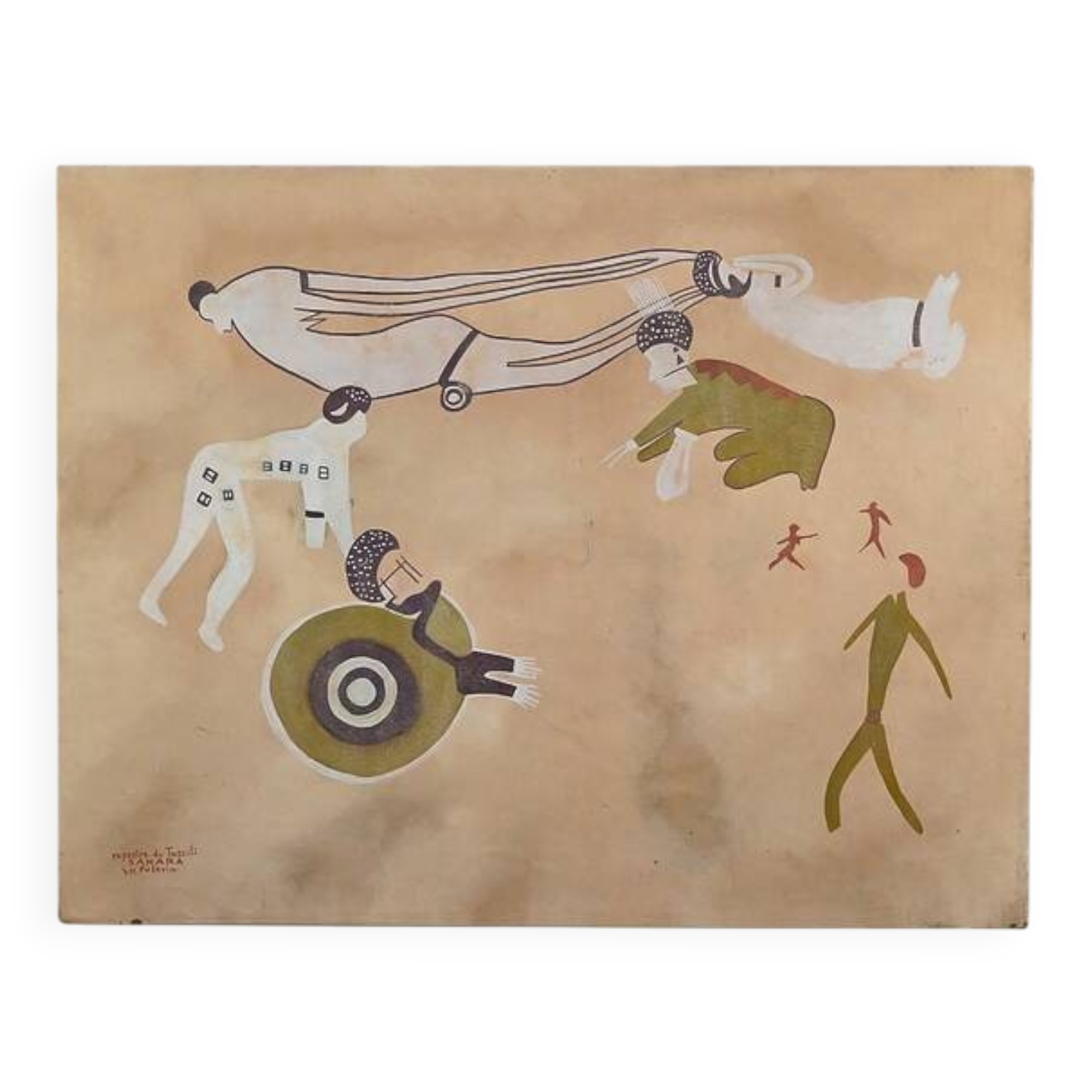Tassili Rock Painting, signed G. Le Poitevin – 1960