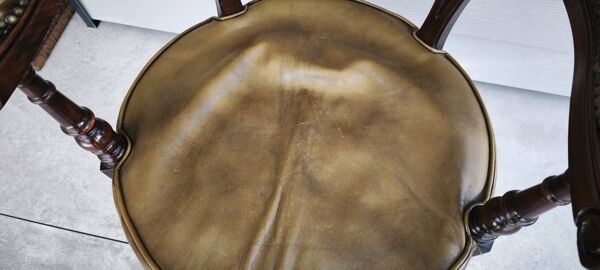 Fauteuil de bureau Anglais ''Capitaine'' Chesterfield en cuir vert