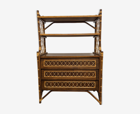 Chest of drawers bamboo and rattan shelves from the 60s