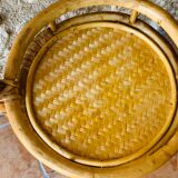 Vintage folding plant holder in bamboo and rattan, circa 1970's