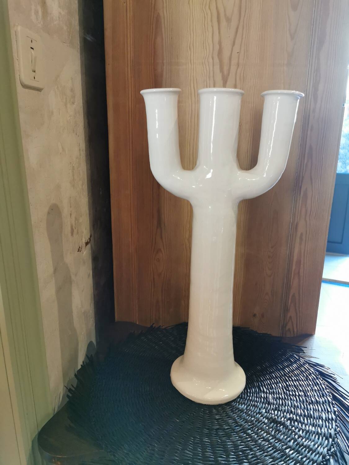 Large white ceramic candlestick Morocco
