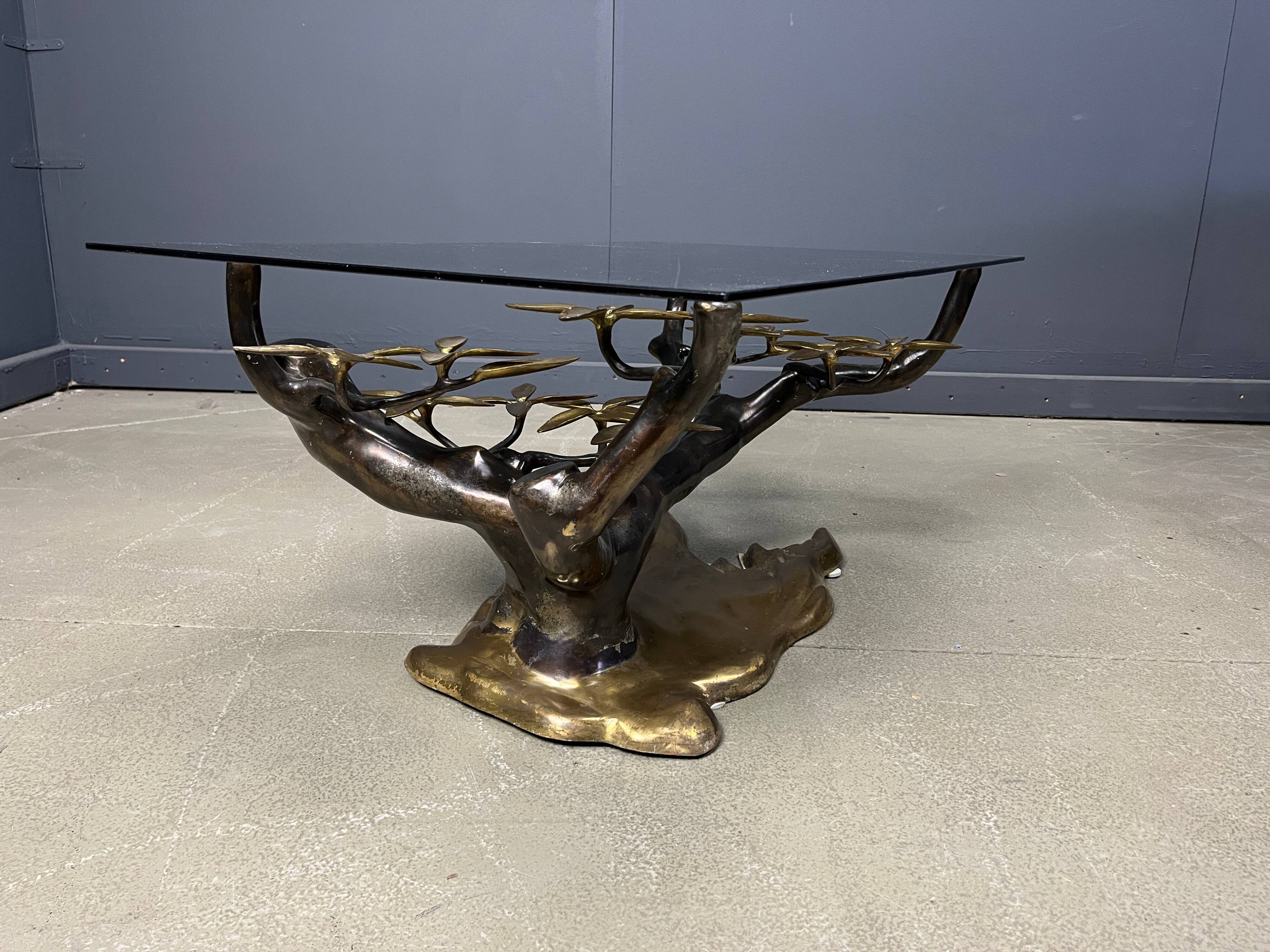 Bronze bonsai coffee table by Willy Daro, 1970s