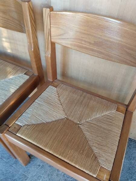 Regain - Pair of elm chairs with straw seats