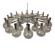 Large chromed spider Sputnik lamp with 24 hand-blown ice glass balls from Ott International, Germany, 1960s.