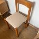 Vintage wooden chair with cream white corduroy seat