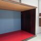 Large colorful wall unit in luxury wood