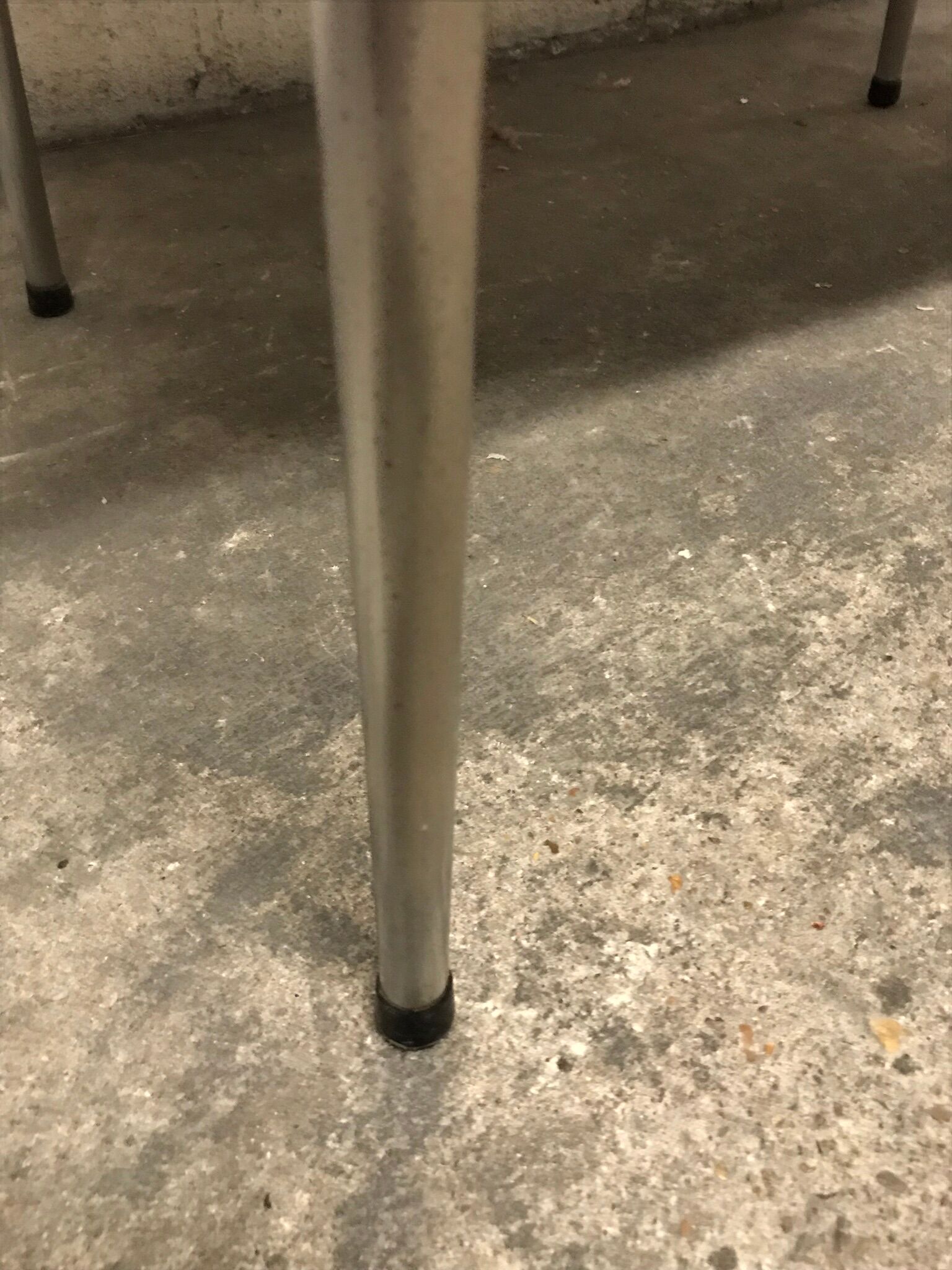 Off-white formica table / 70s cream with a tapered foot drawer