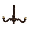 Carved wooden chandelier patinated brown, 3 arms of light