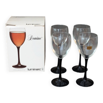 LUMINARC wine glasses • Black base • Set of 4