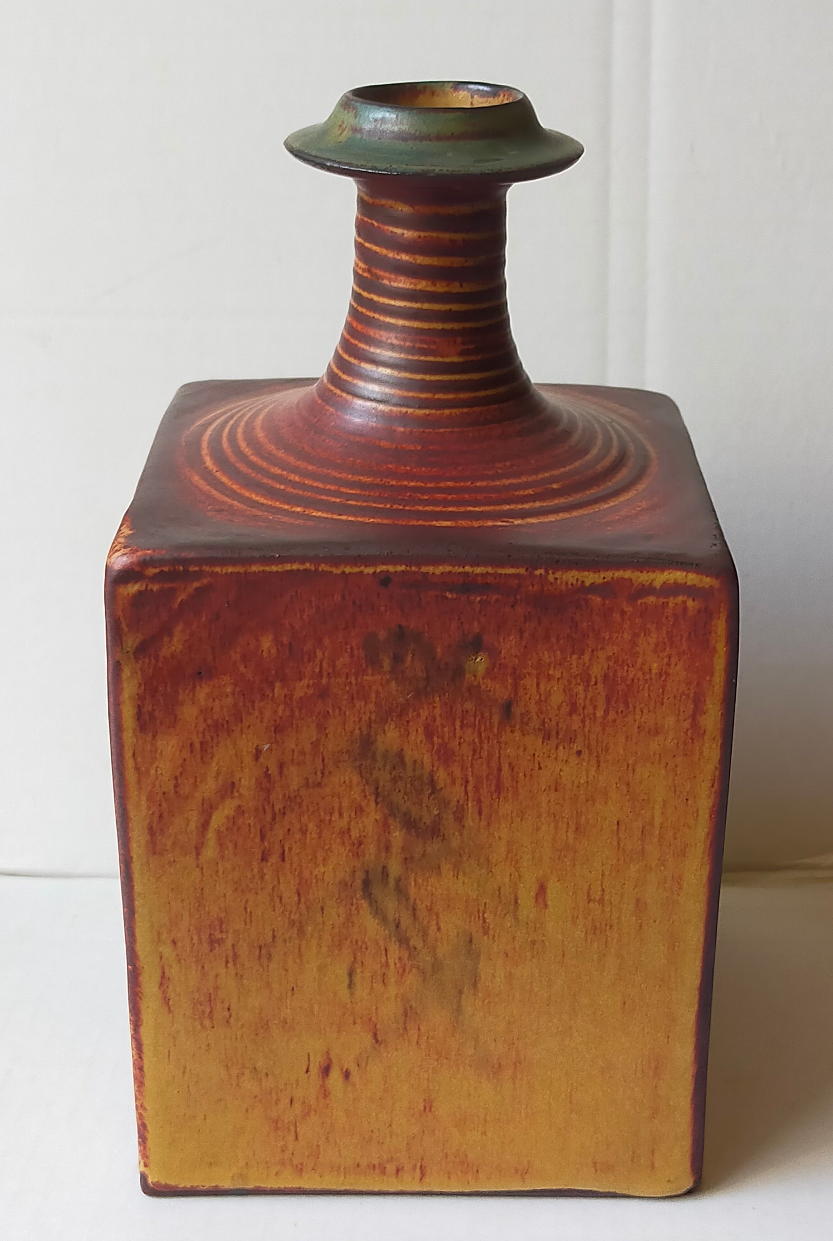 Vintage Scandinavian enamelled earth soliflore vase