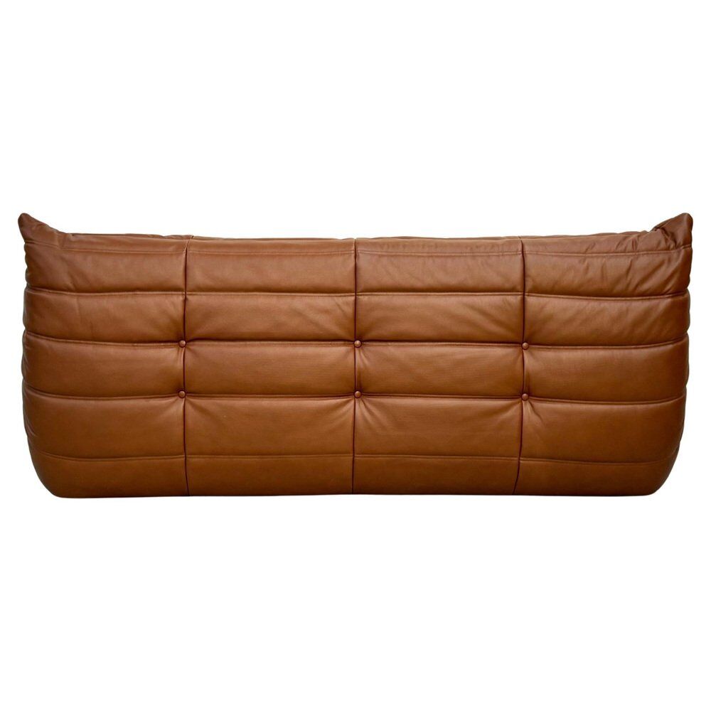 Togo Sofa in Brown leather attributed to Michel Ducaroy for Ligne Roset.