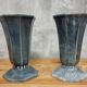 Antique French vases, enamelled cast iron garden vases