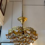 Murano ceiling light yellow flowers and glass balls 1970