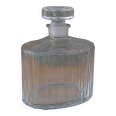 Carafe / Décanteur en verre strié – Forme ovale vintage – Bouchon facetté