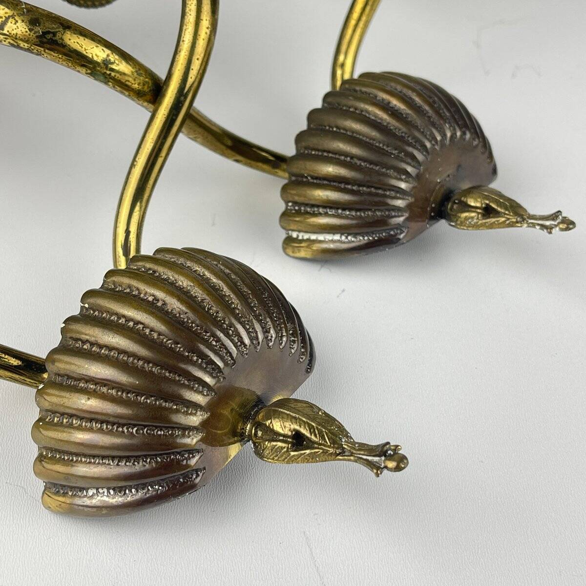 Vintage bronze wall lamps, Italy, 1950s, set of 2