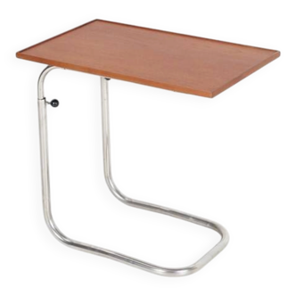 Restored teak/steel tube reading table / workstation / side table / Danish modern design / 1960s/1970s