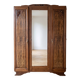 Art Deco 3-door wardrobe in carved wood with mirror