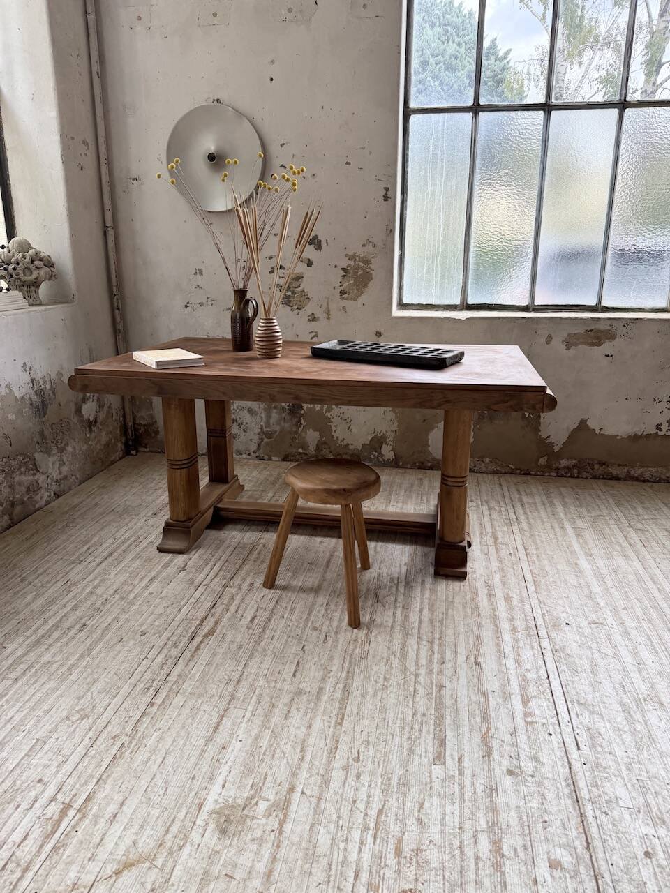 Table de repas chêne 1940 Dudouyt 240cm