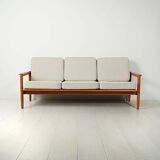 Scandinavian solid oak three-seater sofa, 1950s/60s