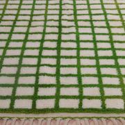 Tapis berbère marocain à carreaux verts et blancs