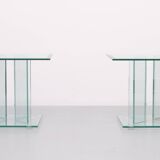 Pair of full Glass side tables or Sofa tables 1980s
