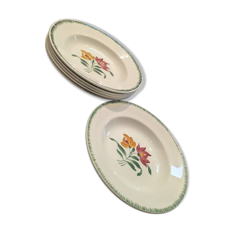 Lot of 6 antique deep plates Digoin Sarreguemines model Boby in very good condition.