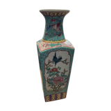 Vase Balustre Chinese Base Square Background Turquoise Background