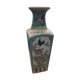 Vase Balustre Chinese Base Square Background Turquoise Background