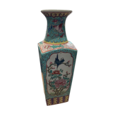 Vase Balustre Chinese Base Square Background Turquoise Background