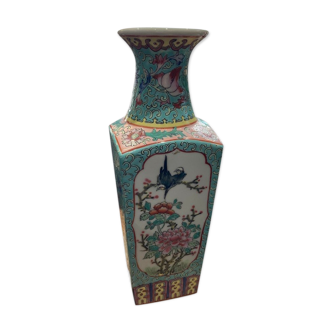Vase Balustre Chinese Base Square Background Turquoise Background