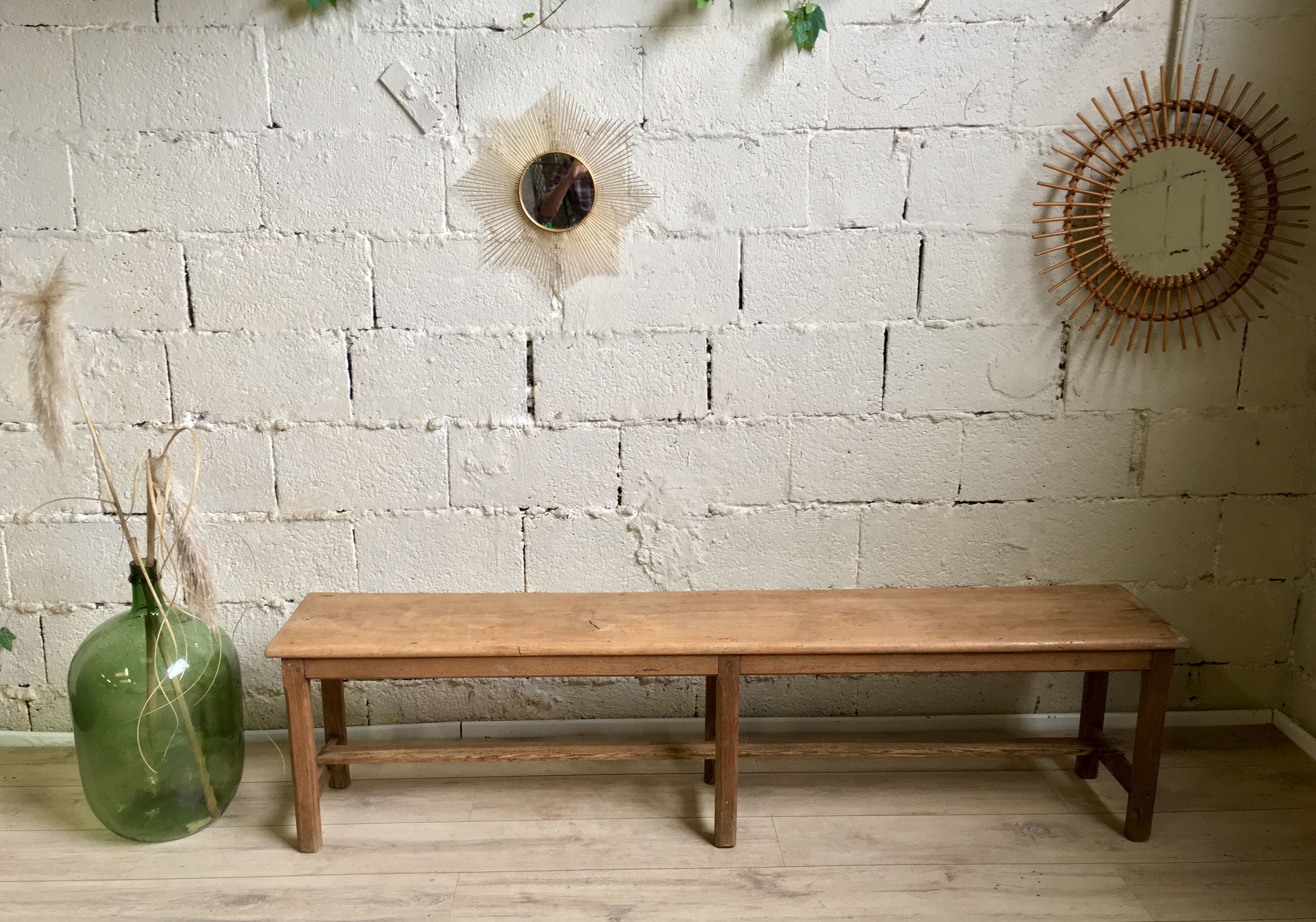 Old solid oak bench