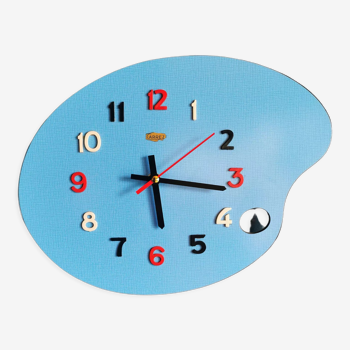 Horloge formica vintage pendule murale silencieuse palette peintre "Carrez bleu"