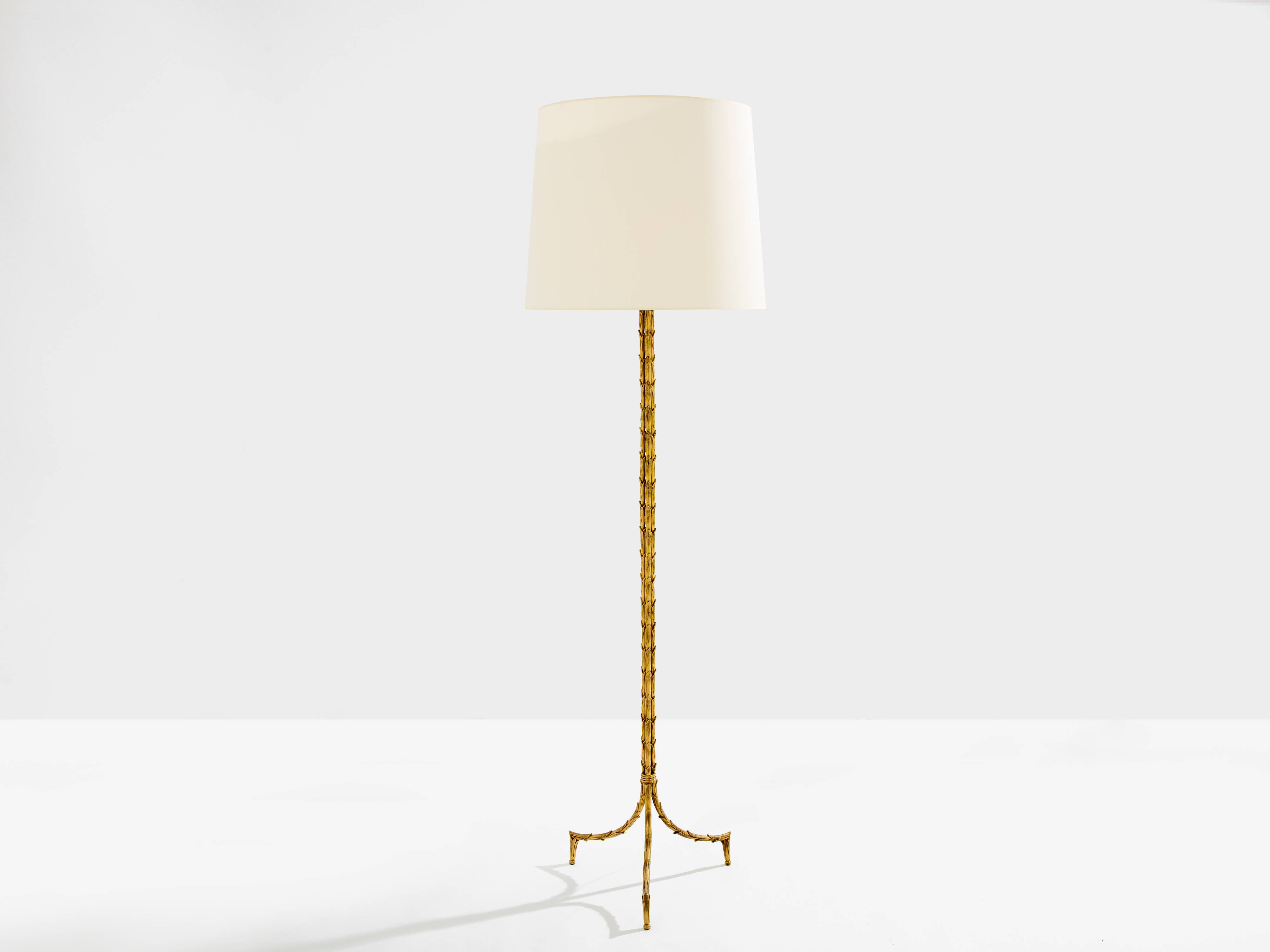 Maison Jansen floor lamp, gilded bronze foliage, circa 1950