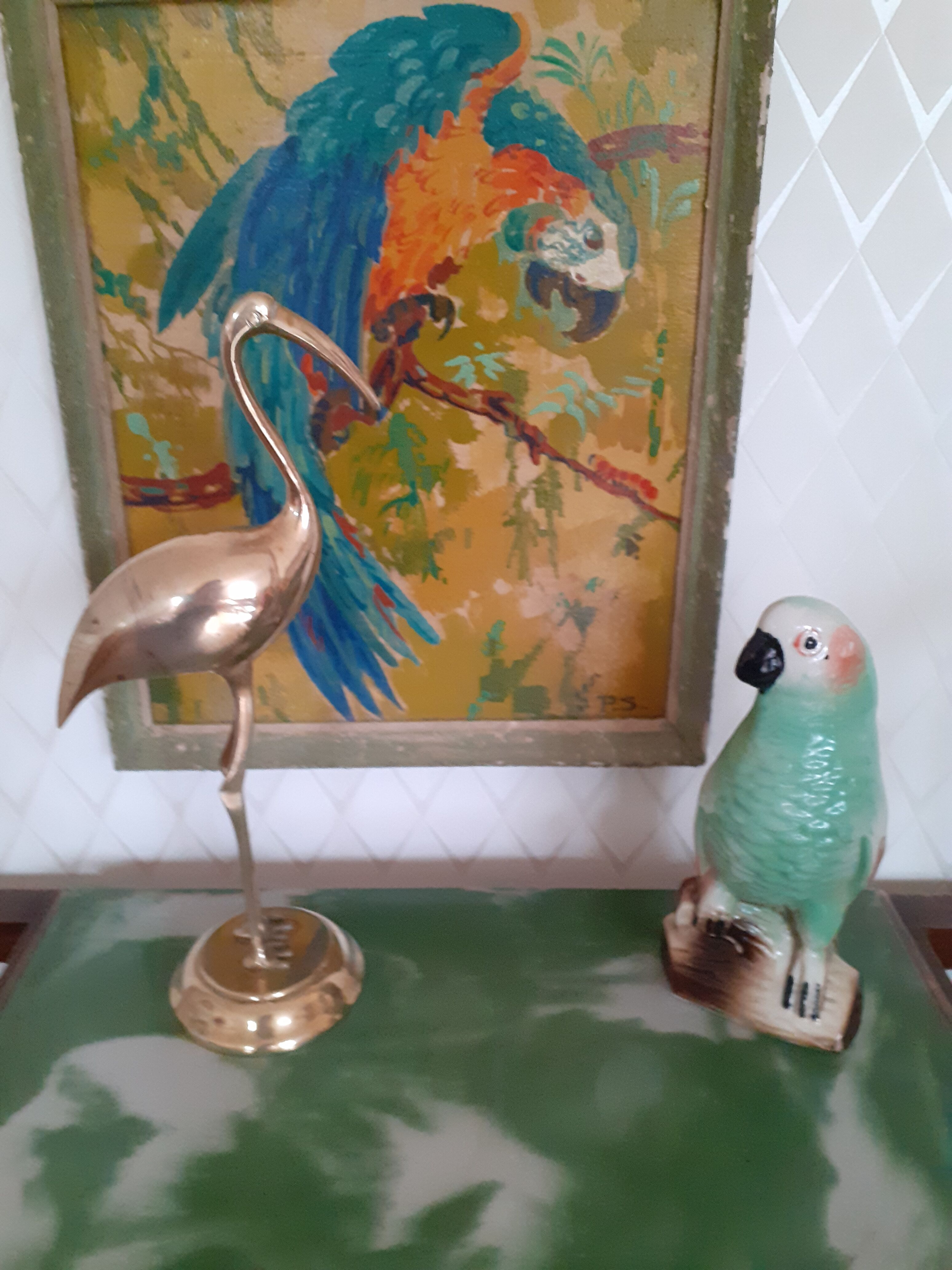 Flamant rose en laiton 30 cm