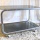 Side table in chromed metal and smoked glass, 60s-70s