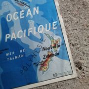 Vintage school map mdi Oceania - South America.