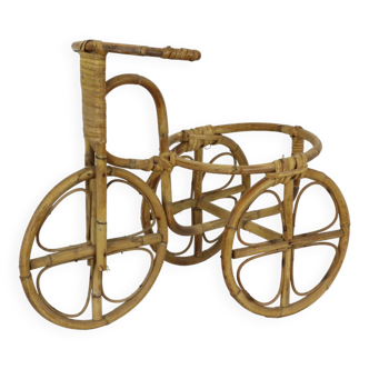 Joli support pour plantes en rotin Tricycle support pour plantes vintage