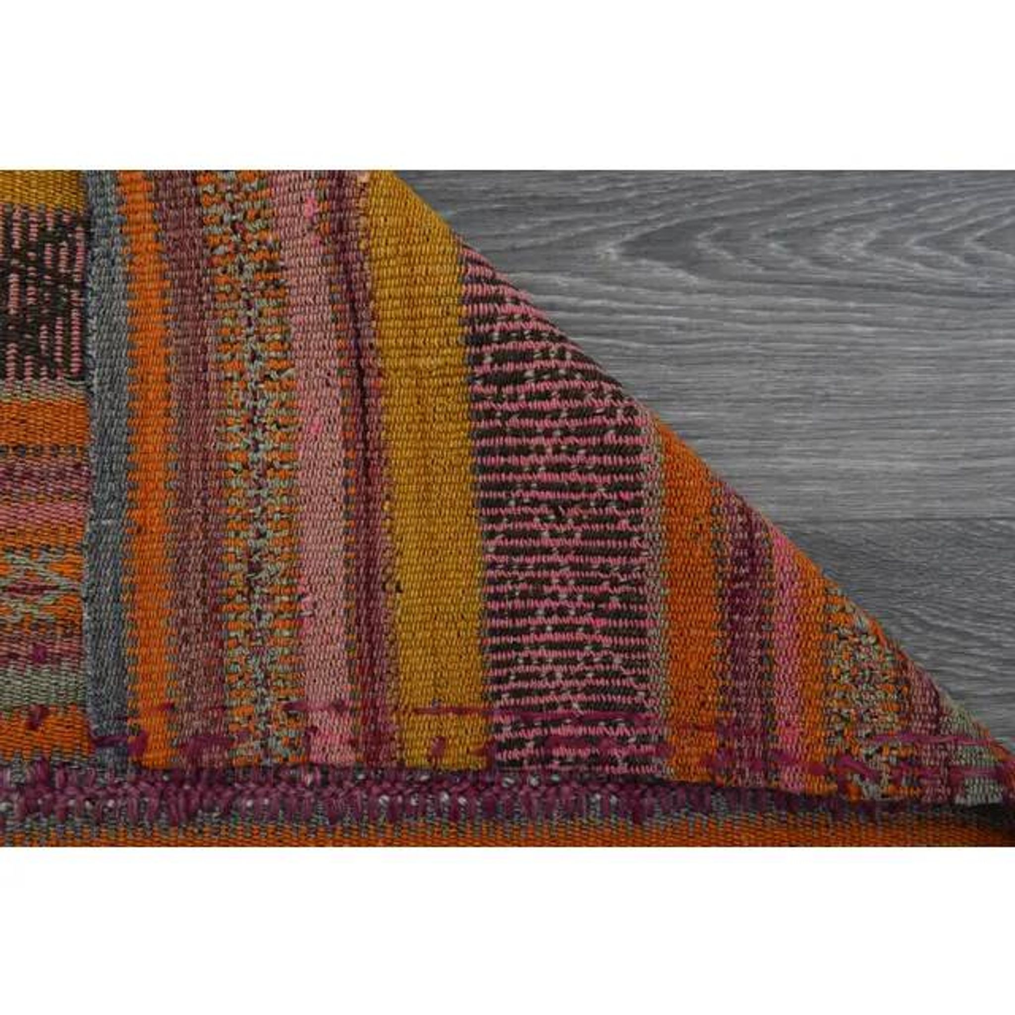 Vintage Turkish Hand-Knotted Wool Cotton Orange Kilim Area Rug 151x153