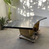 Addor 60s sculptural marble and brass coffee table