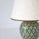 Recycled vintage lamp — ceramic art deco ball base and linen shade