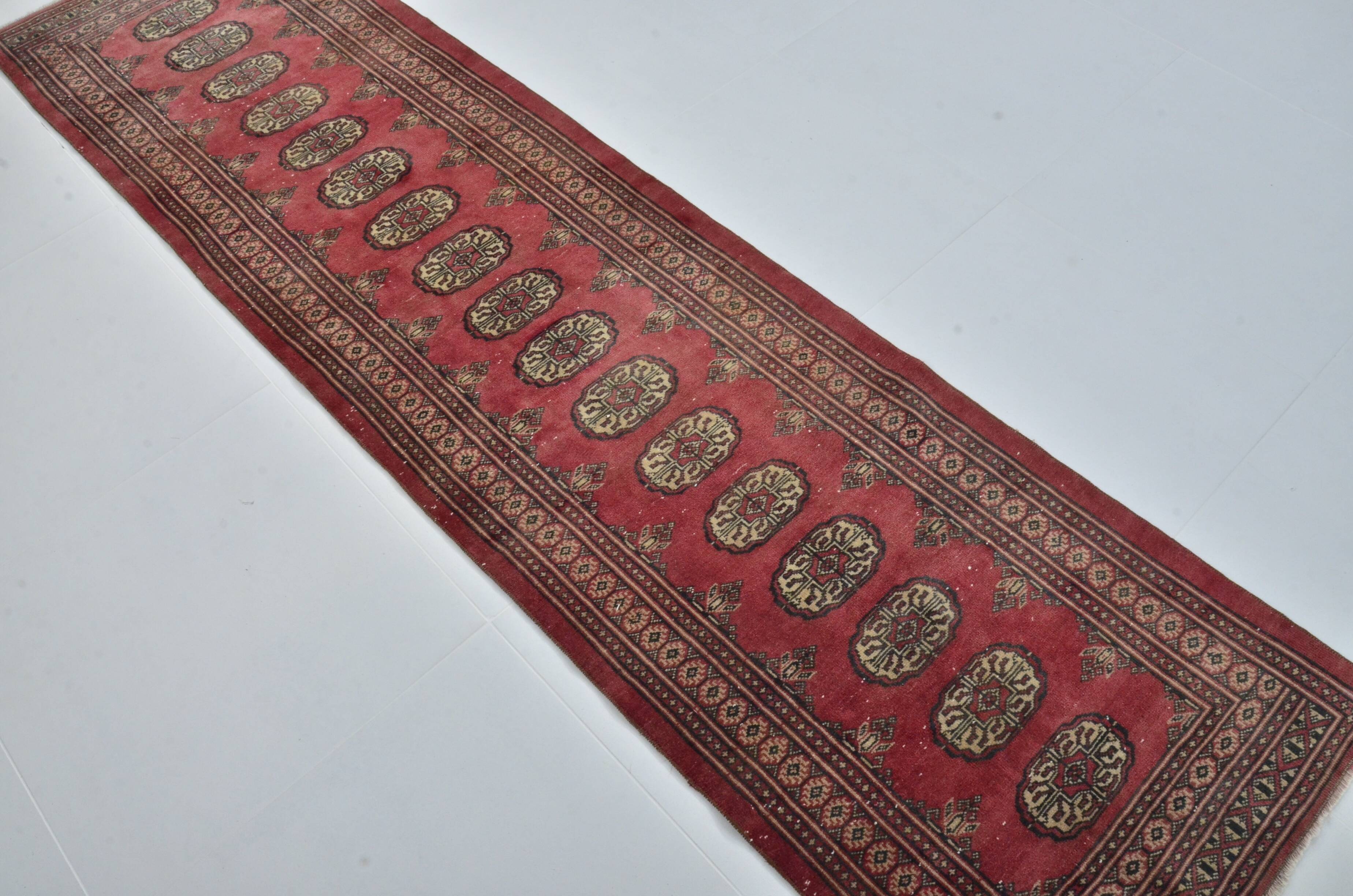 Tapis de couloir turc en laine rouge