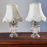 Pair of glass lamps with tassels