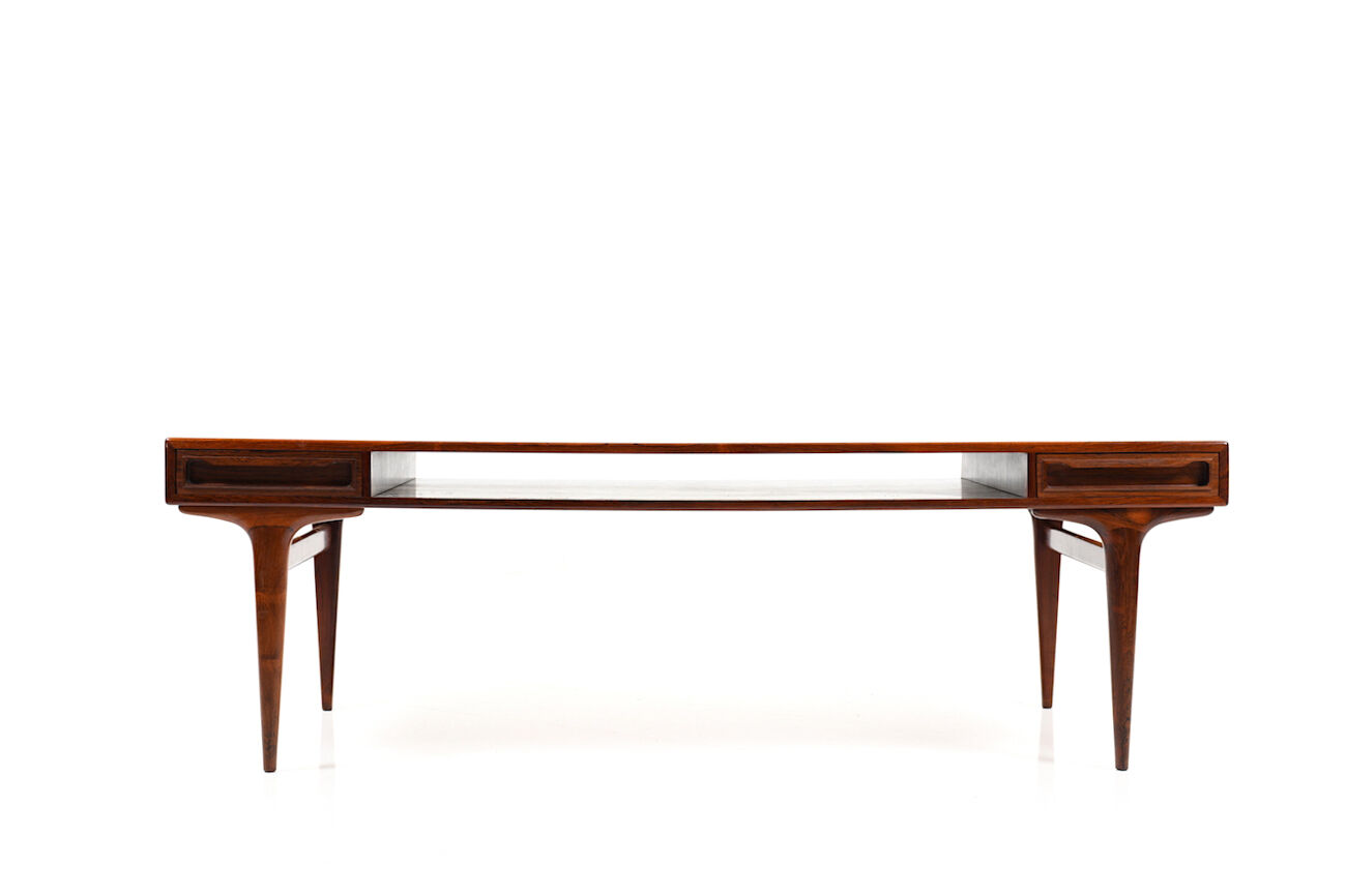 Rectangular Rosewood Coffee Table with Two Drawers, Denmark