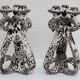 Pair of three-burner candelabra candlesticks by Marius Giuge glazed ceramic Vallauris 1950