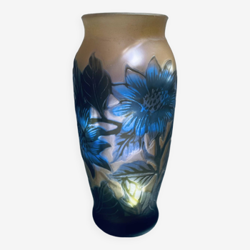 Gallé type flower vase - Tip Gallé signature