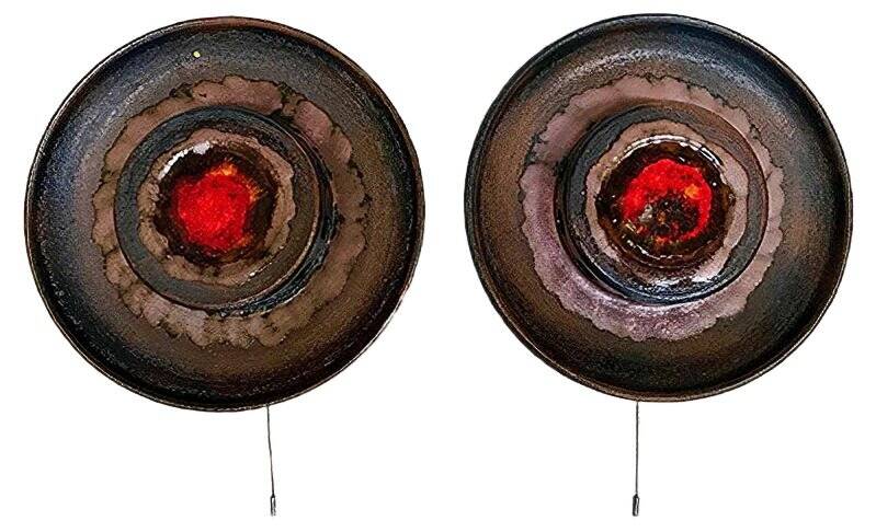 Modernist Scandinavian ceramic art wall lights or sconces, 1960s, set of 2