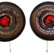 Modernist Scandinavian ceramic art wall lights or sconces, 1960s, set of 2